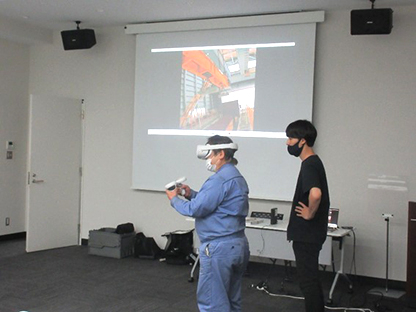 An instructor provides training through the virtual experience of hazards