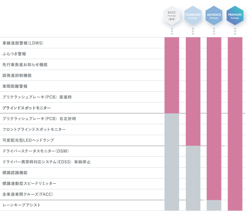 全4種のパックオプション表