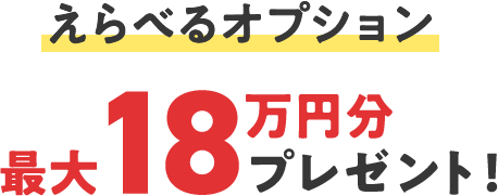 えらべるオプション 最大18万円分プレゼント！